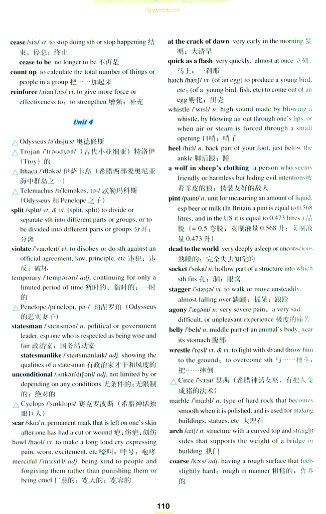 Words and expressions in each unit(第110页)