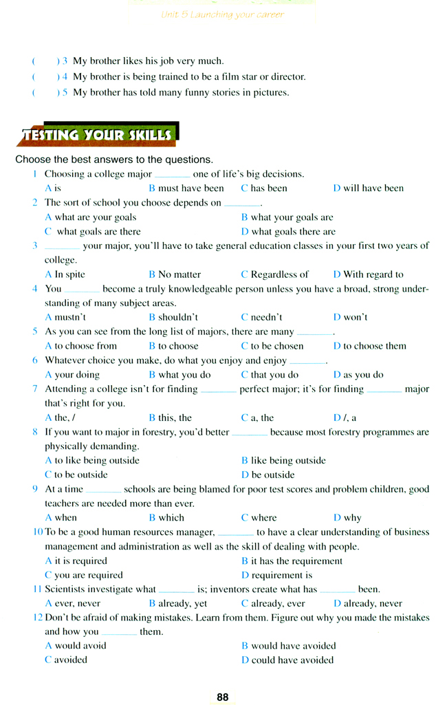 Unit 5 Launching your career(第88页)