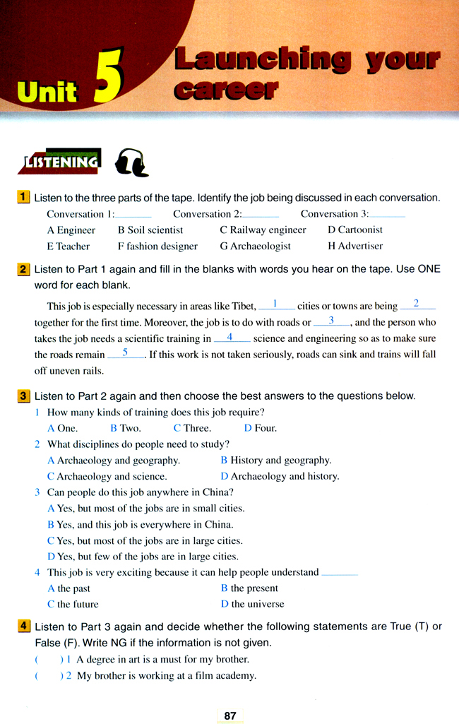 Unit 5 Launching your career(第87页)
