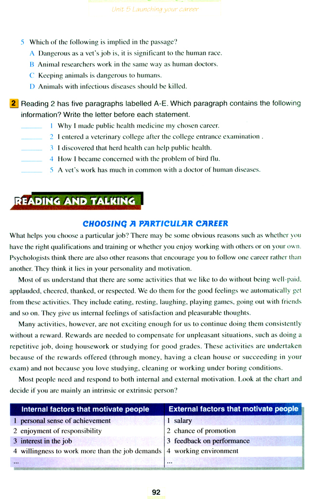 Unit 5 Launching your career(第92页)