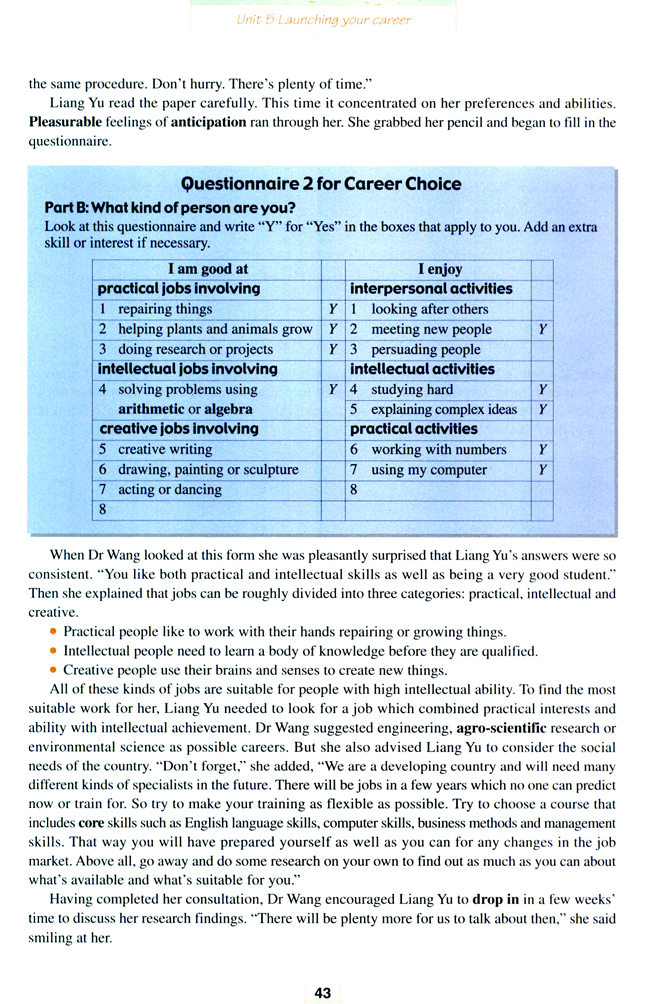 Unit 5 Launching your career(第43页)