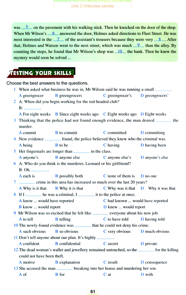 Unit 2 Detective stories(第61页)