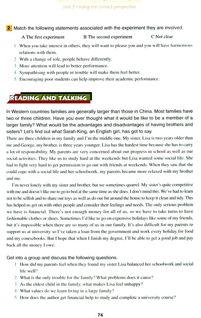 Unit 3 Finding the correct perspective(第74页)