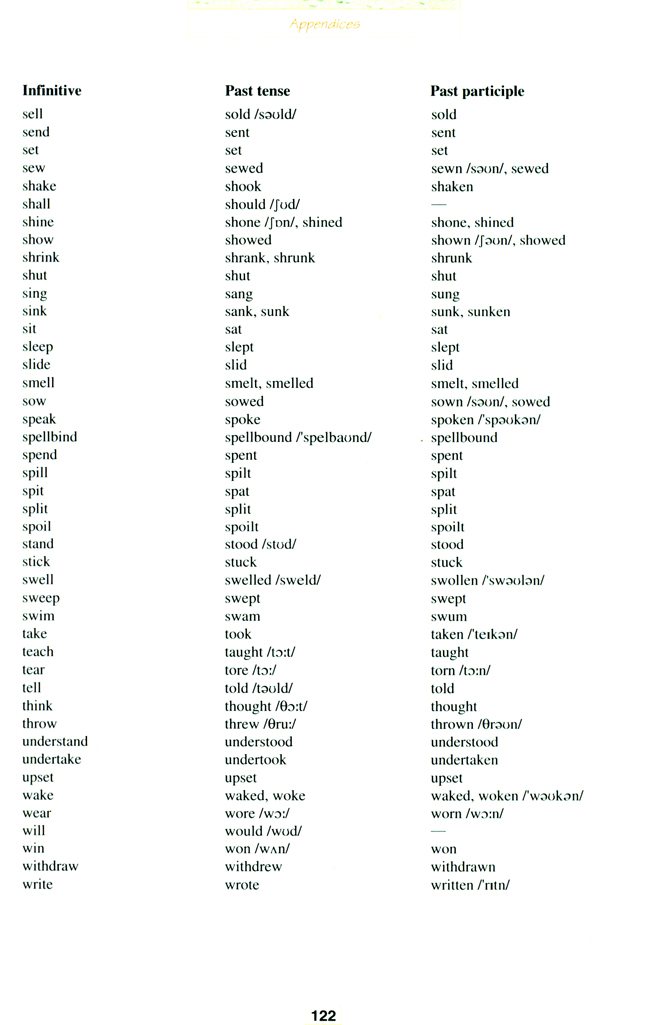 Irregular verbs(第122页)