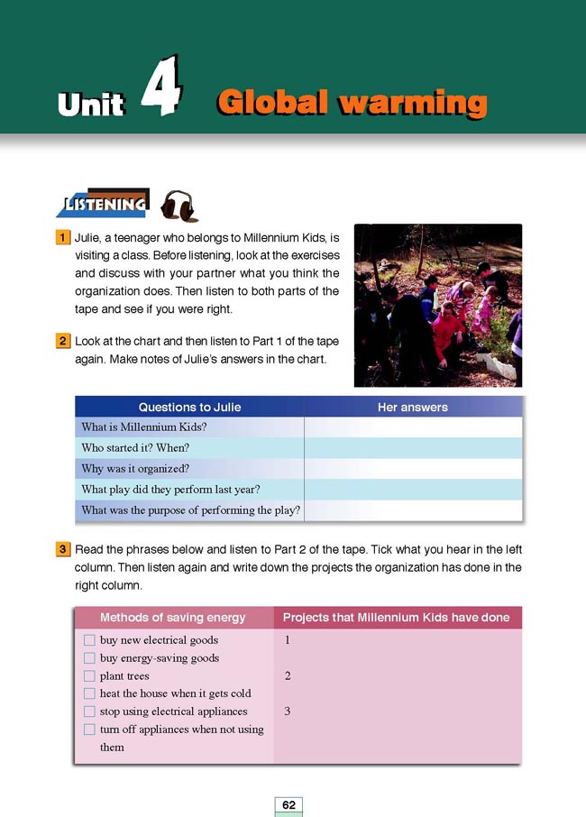 Workbook Unit 4 Global warming(第174页)