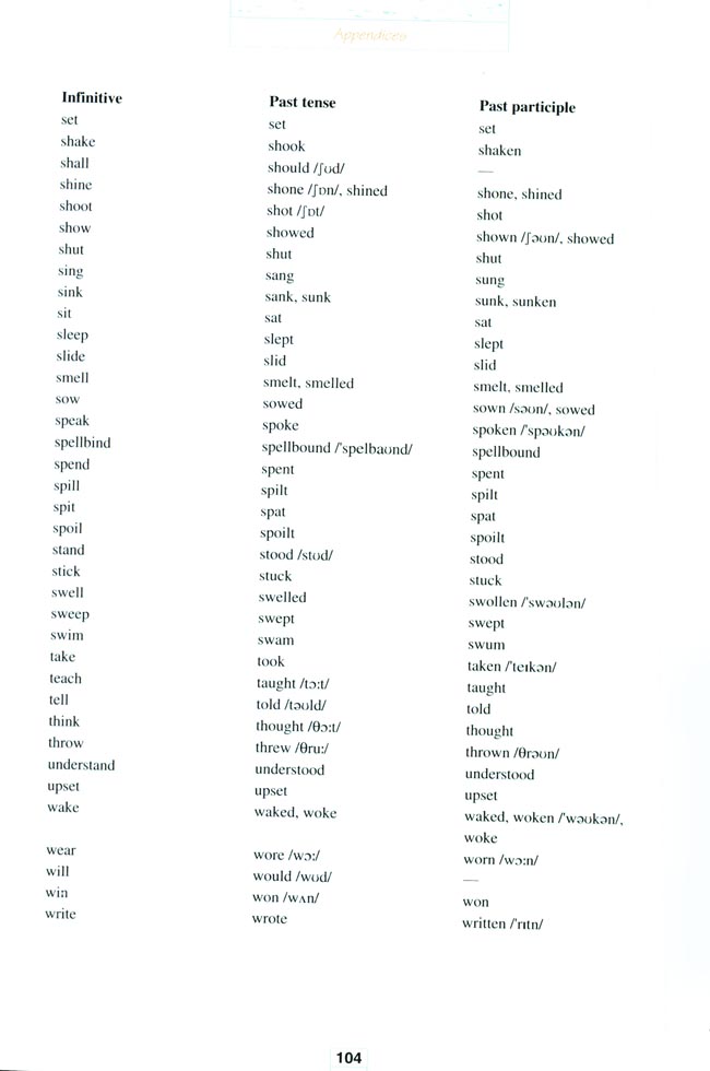 Irregular Verbs(第216页)