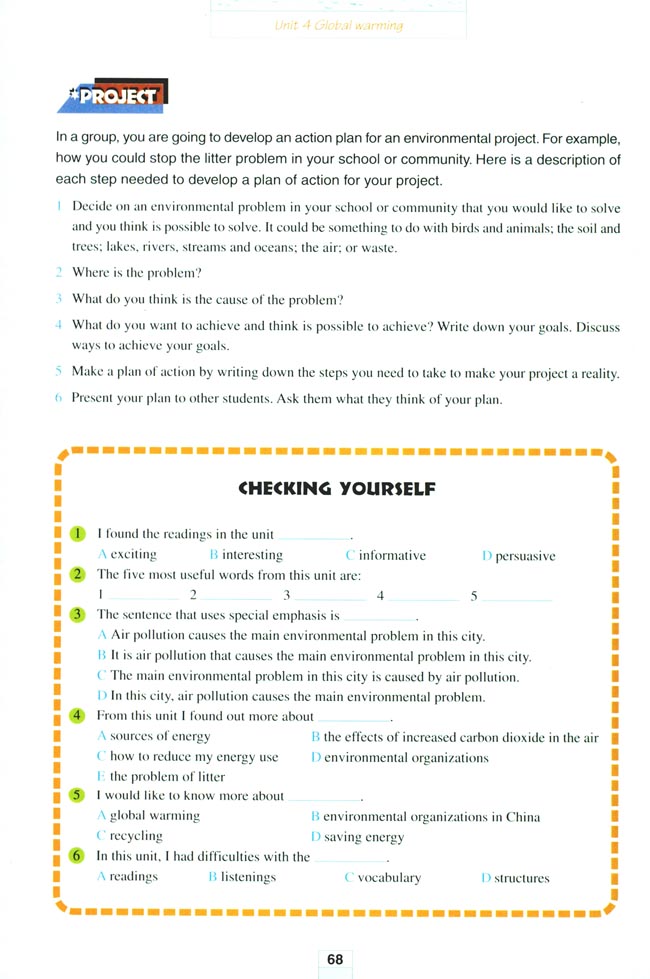 Unit 4 Global warming(第68页)