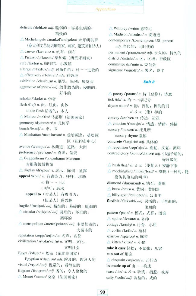 Appendices Words and expressions in each unit(第202页)