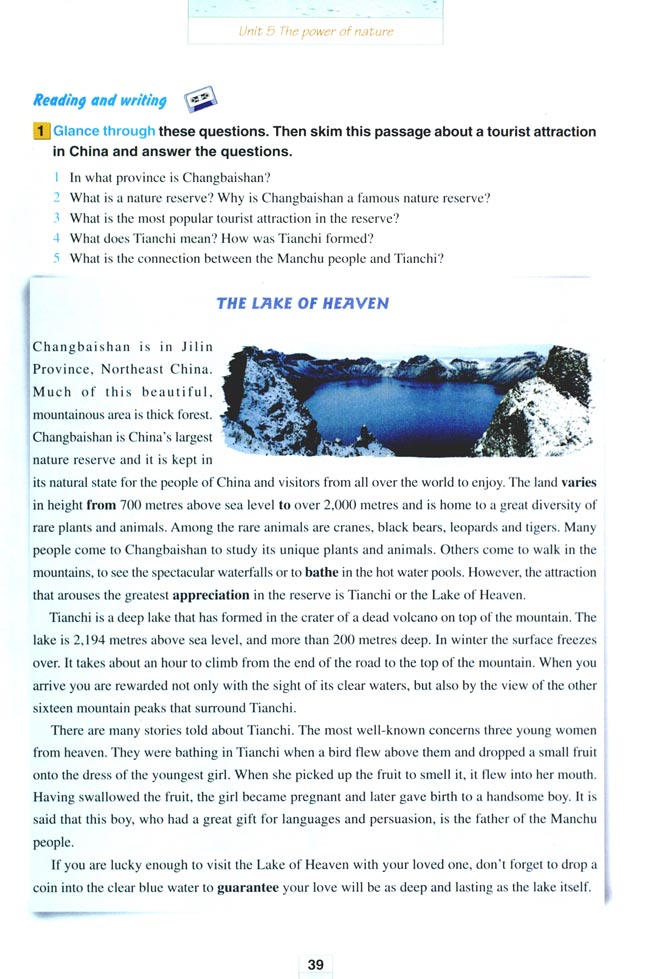 Unit 5 The power of nature(第39页)