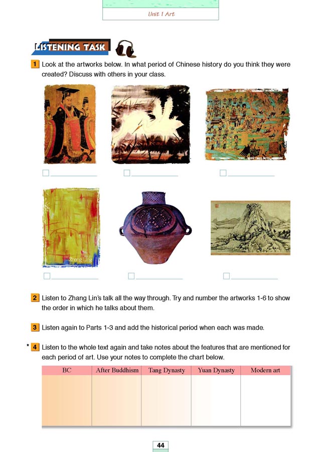 Workbook Unit 1 Art(第156页)