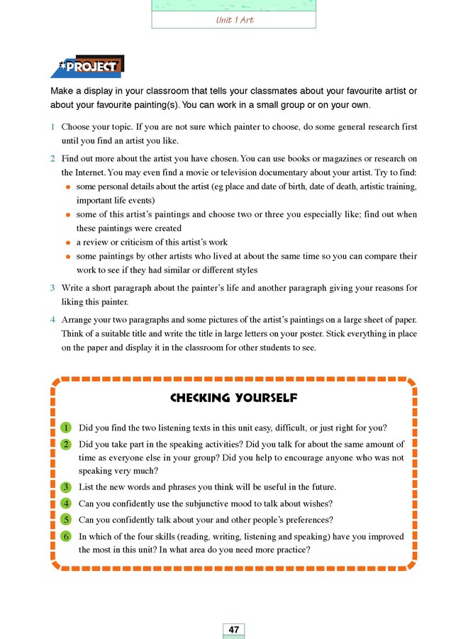 Workbook Unit 1 Art(第159页)