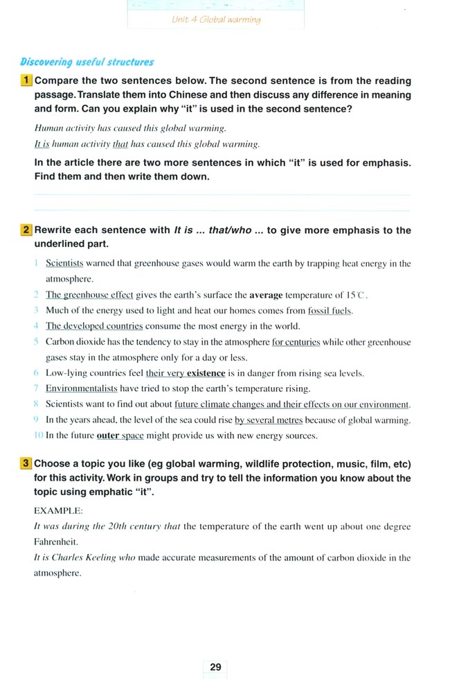 Unit 4 Global warming(第29页)