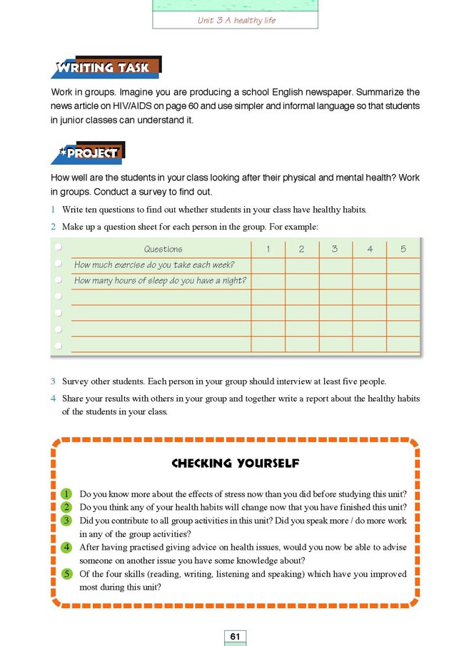 Workbook Unit 3 A healthy life(第173页)