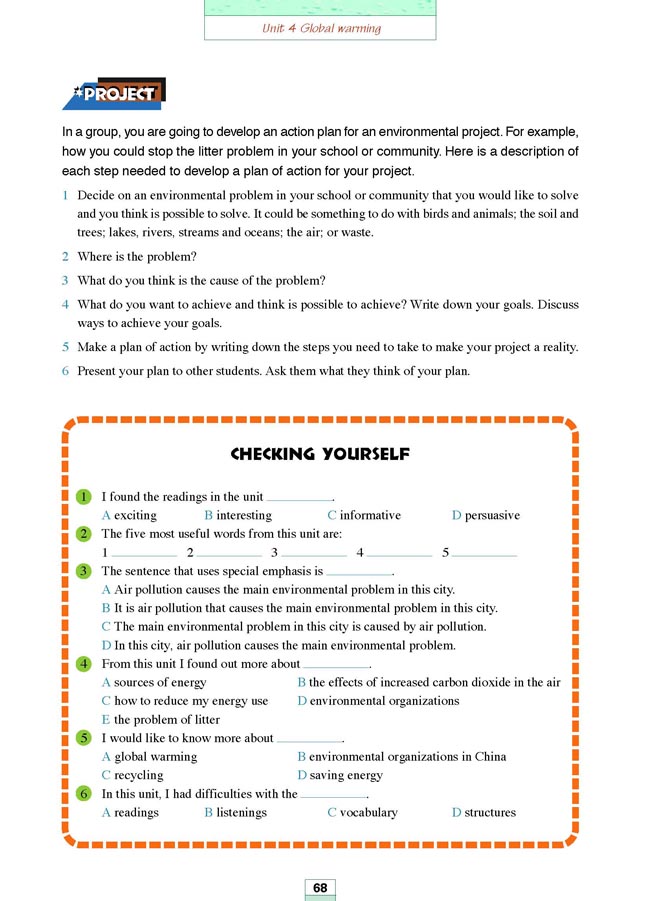Workbook Unit 4 Global warming(第180页)
