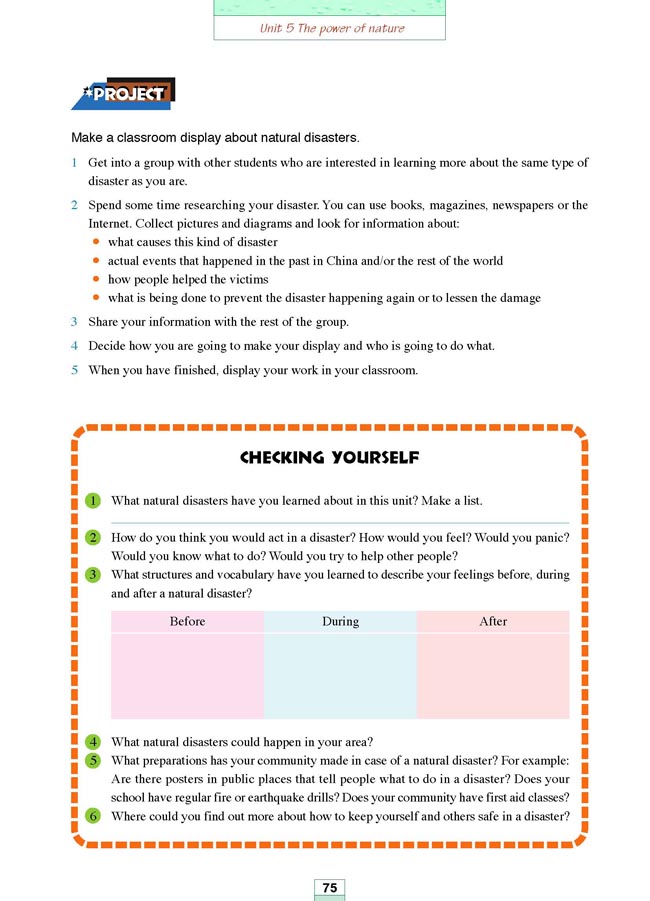 Workbook Unit 5 The power of nature(第187页)