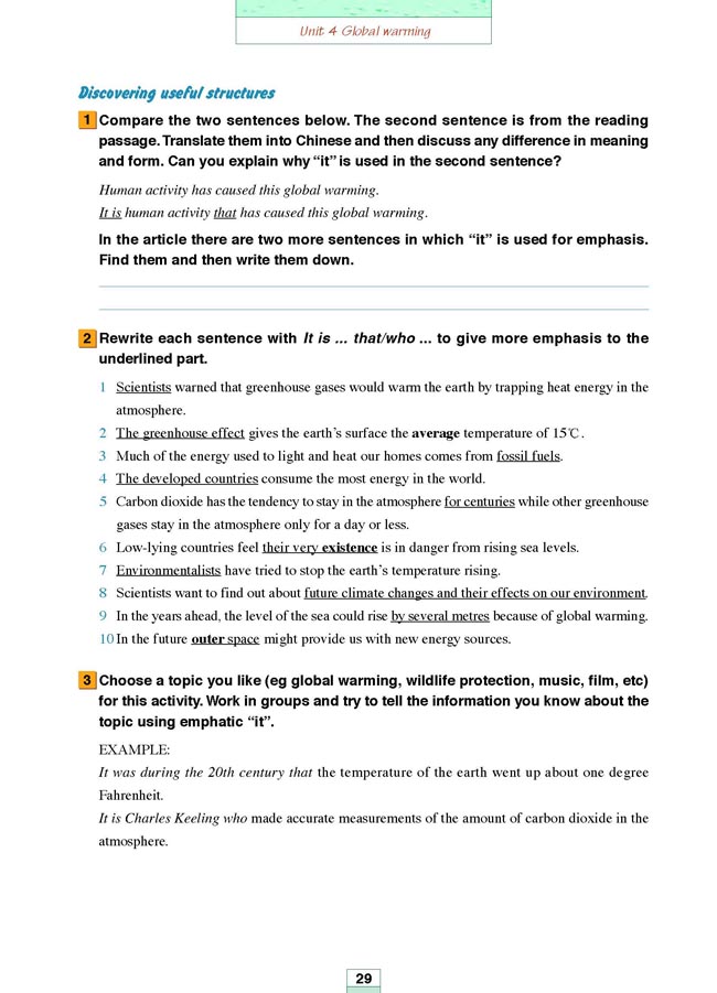 Unit 4 Global warming(第141页)
