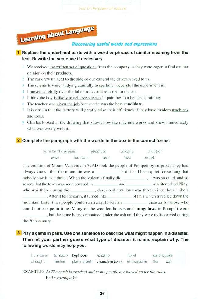 Unit 5 The power of nature(第36页)