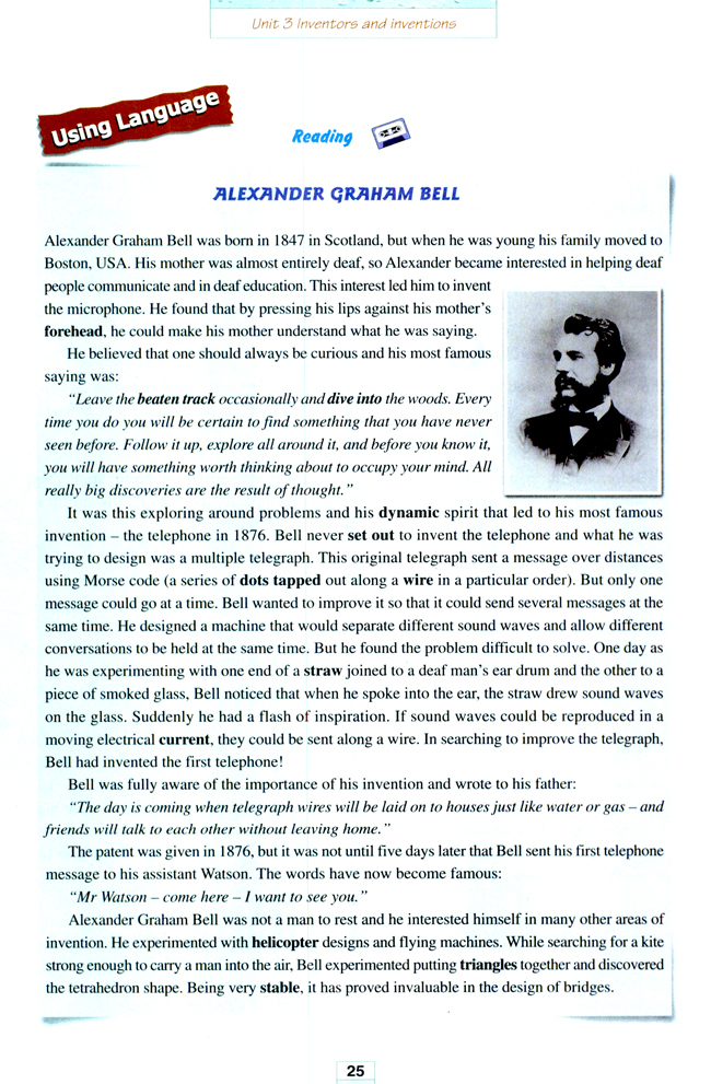 Unit 3 Inventors and inventions(第25页)