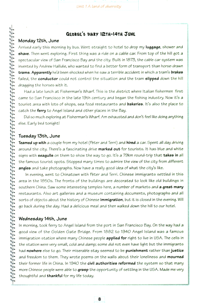 Unit 1 A land of diversity(第8页)