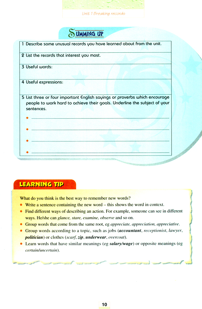 Unit 1 Breaking records(第10页)