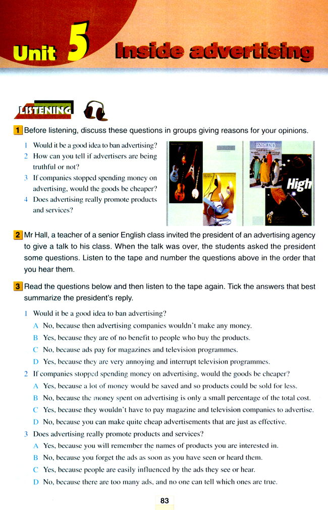 Unit 5 Inside advertising(第83页)
