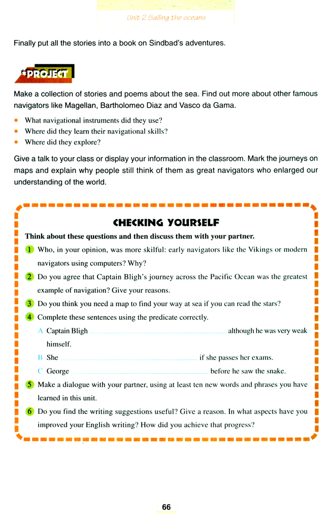 Unit 2 Saililing the oceans(第66页)