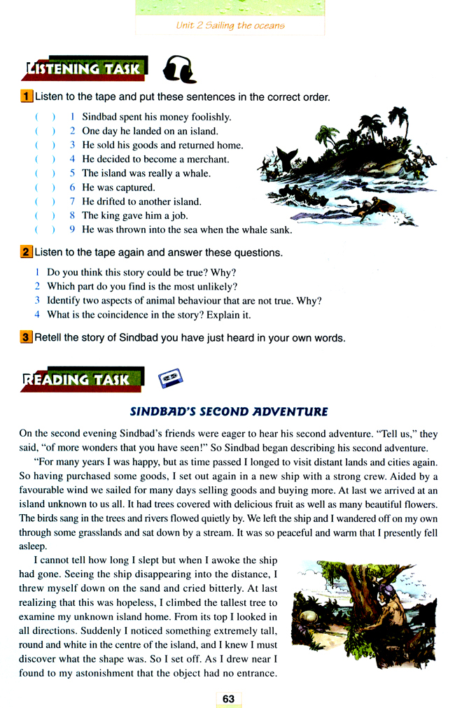Unit 2 Saililing the oceans(第63页)
