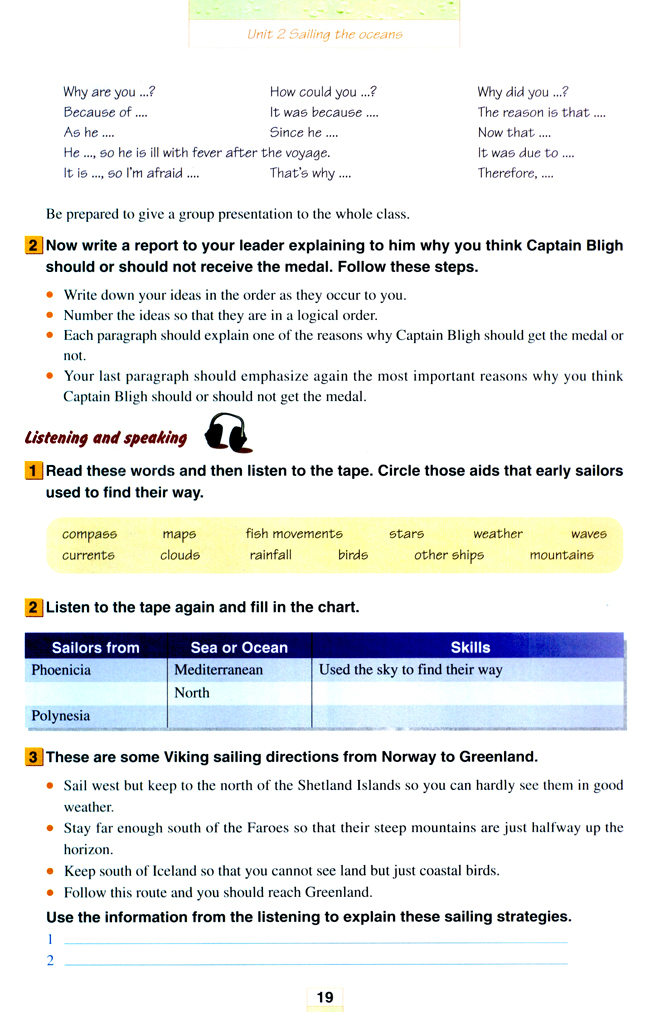 Unit 2 Sailing the oceans(第19页)