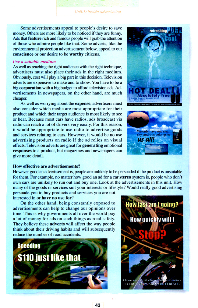 Unit 5 Inside advertising(第43页)