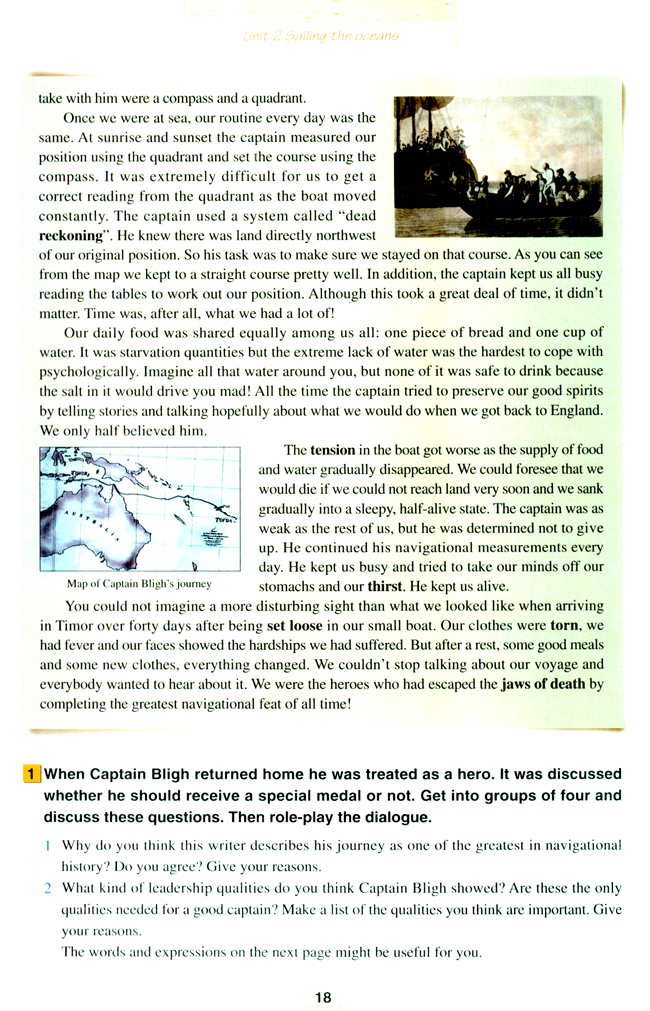 Unit 2 Sailing the oceans(第18页)