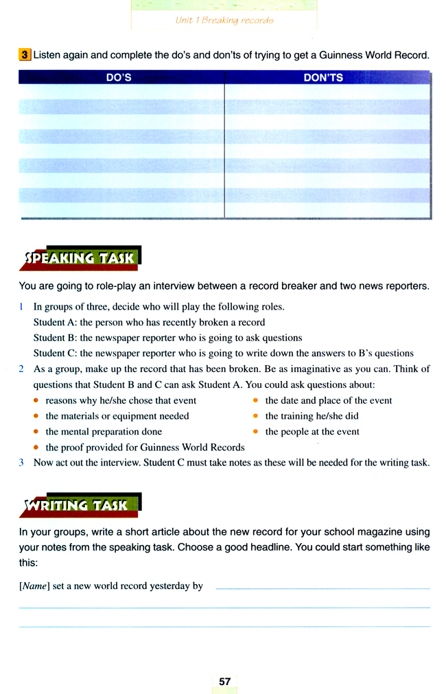 Unit 1 Breaking records(第57页)