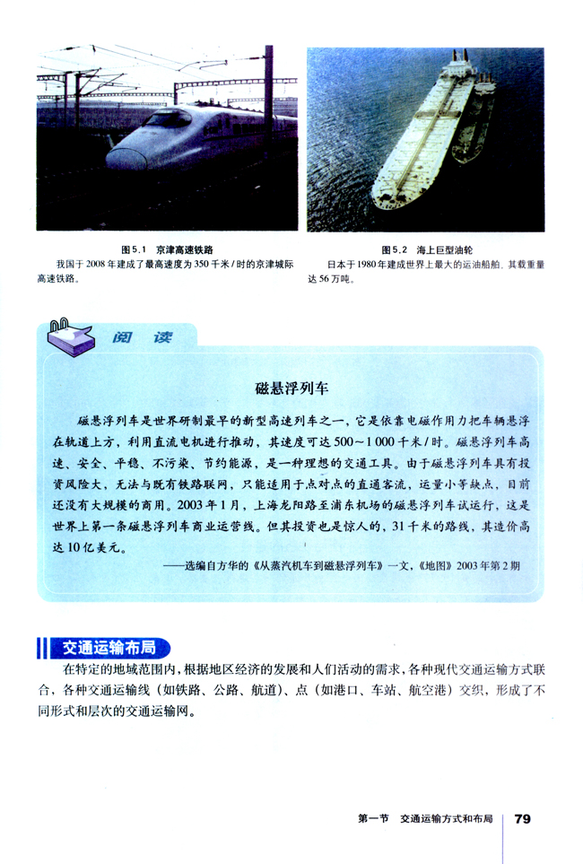 第一节 交通运输方式和布局(第79页)