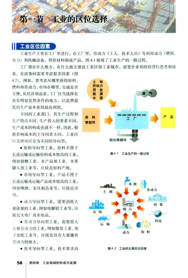 第一节 工业的区位选择(第58页)