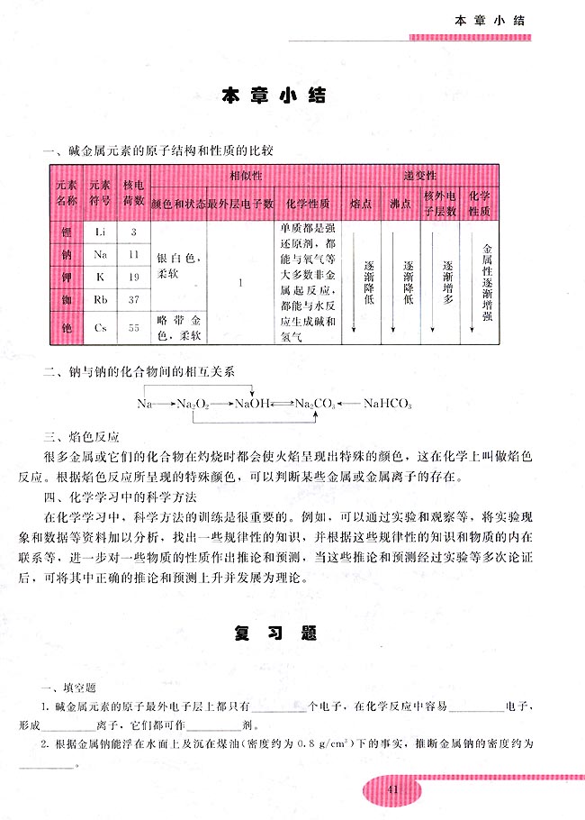 第三节 碱金属元素(第41页)