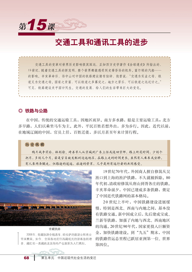 15 交通工具和通讯工具的进步(第68页)