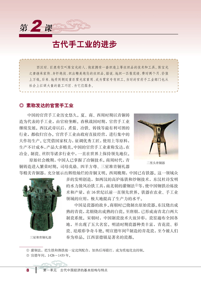 2 古代手工业的进步(第8页)