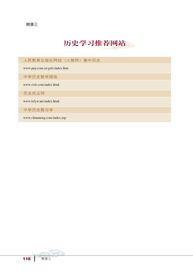 附录三 历史学习推荐网站(第118页)