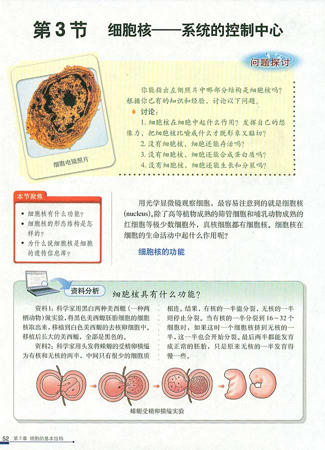 第3节 细胞核――系统的控制中心(第52页)