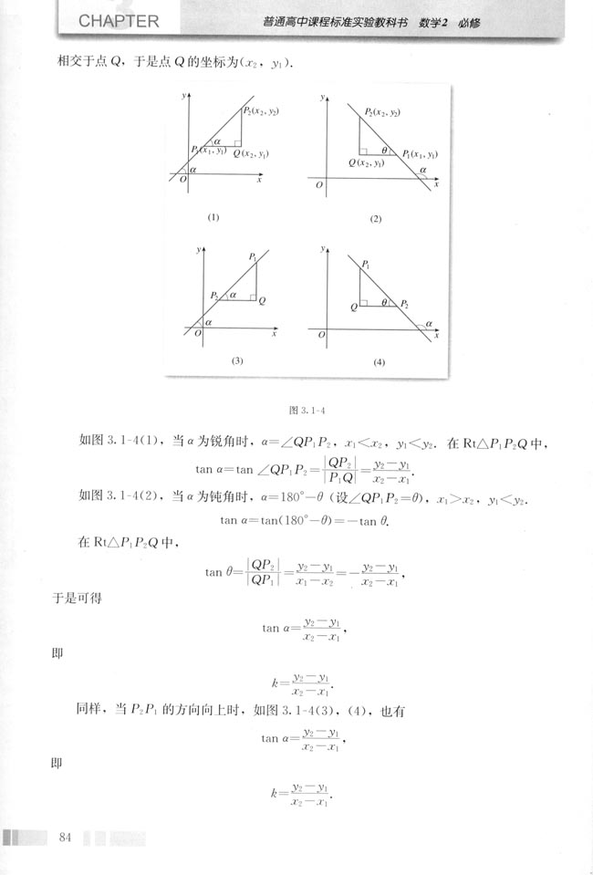 3.1 直线的倾斜角与斜率(第86页)
