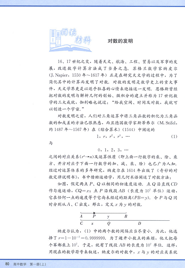 阅读材料 对数的发明(第80页)