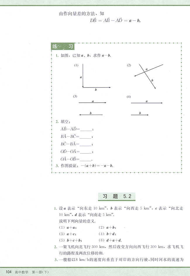 5．2 向量的加法与减法(第104页)