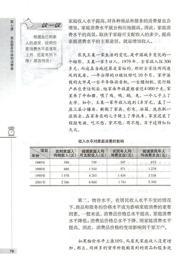 第二节 家庭消费与消费者的合法权益 家庭消费的内容(第78页)