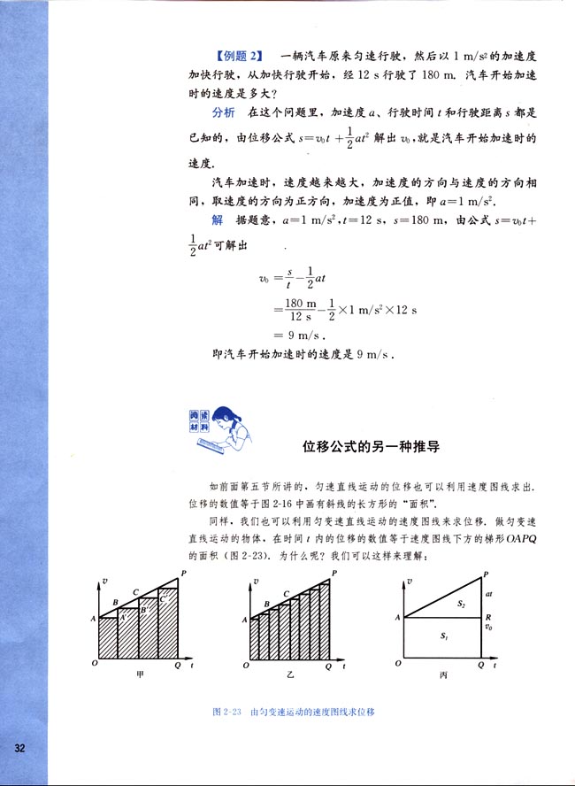 阅读材料 位移公式的另一种推导(第32页)