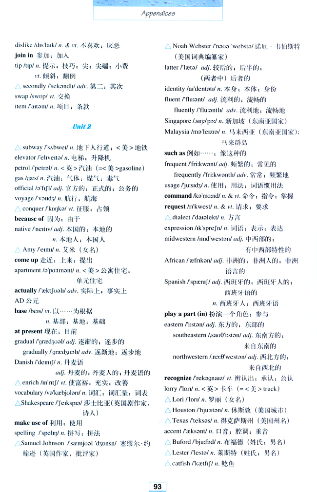 Words and expressions in each unit(第93页)