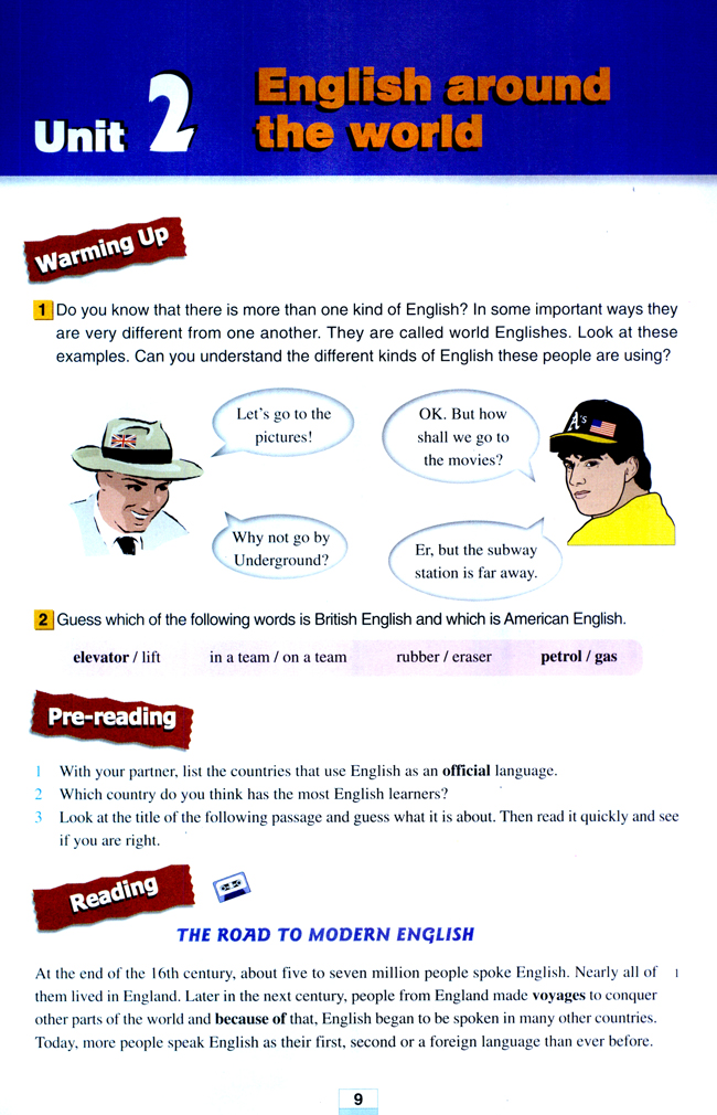 Unit 2 English around the world(第9页)