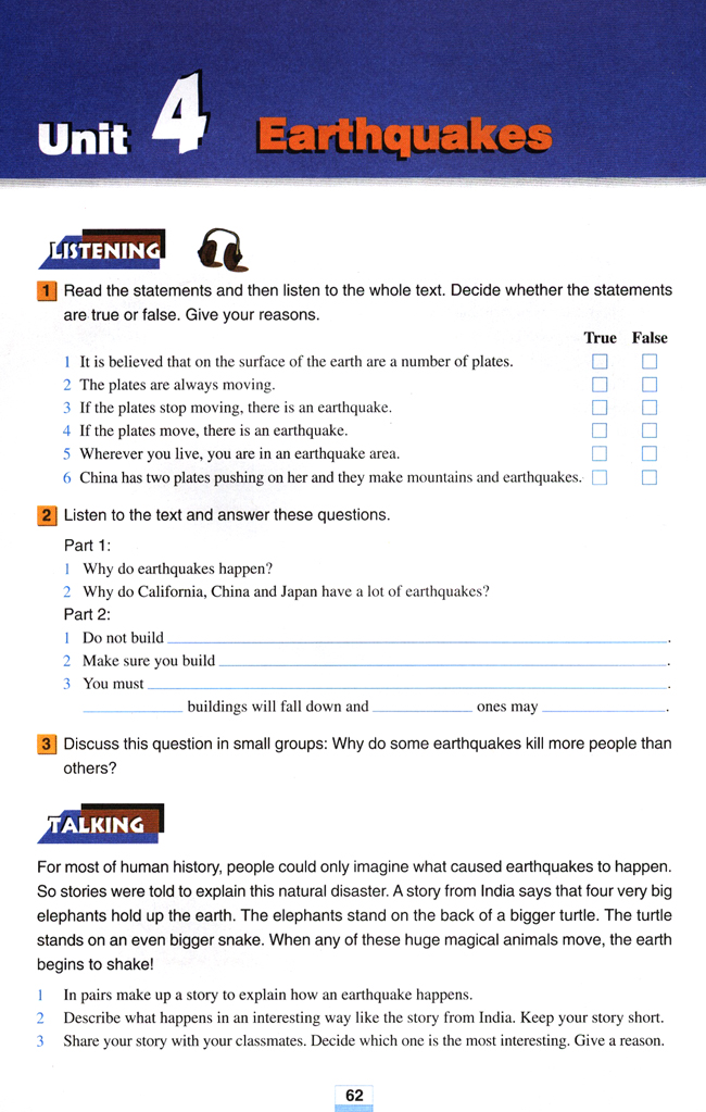 Unit 4 Earthquakes(第62页)