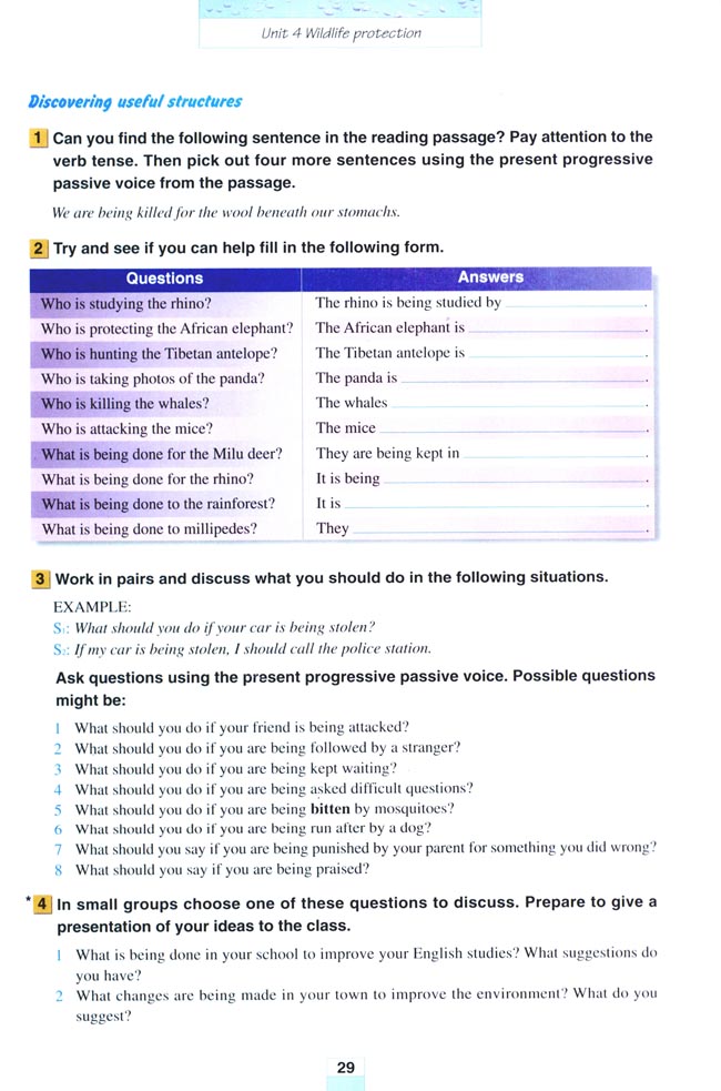 Unit 4 Wildlife protection(第29页)