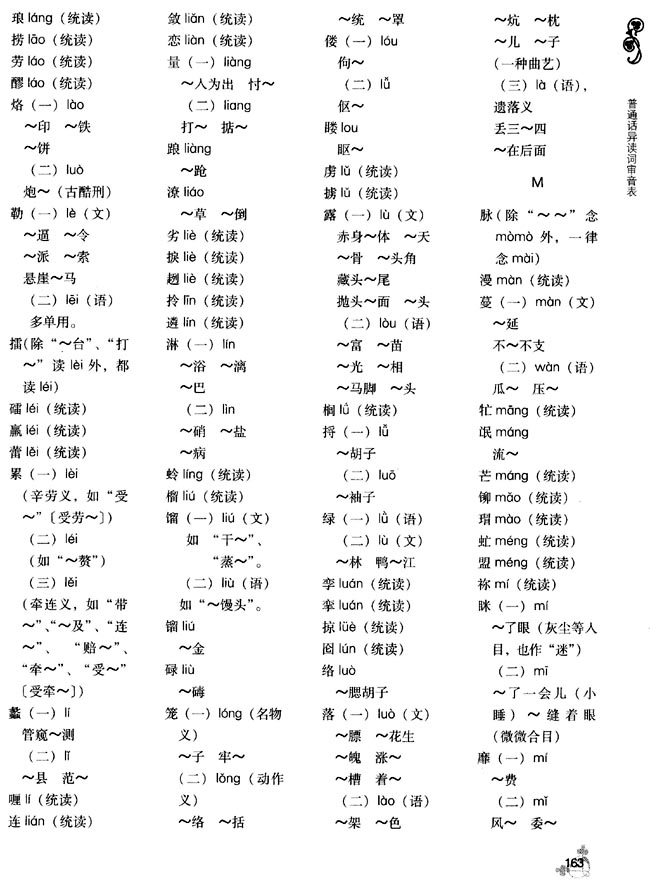普通话异读词审音表(第163页)