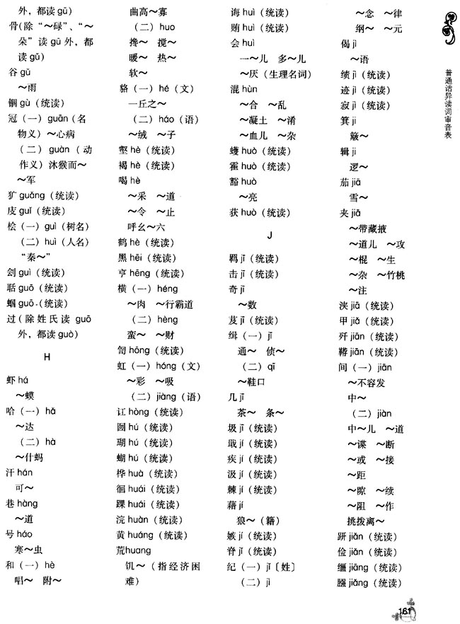 普通话异读词审音表(第161页)