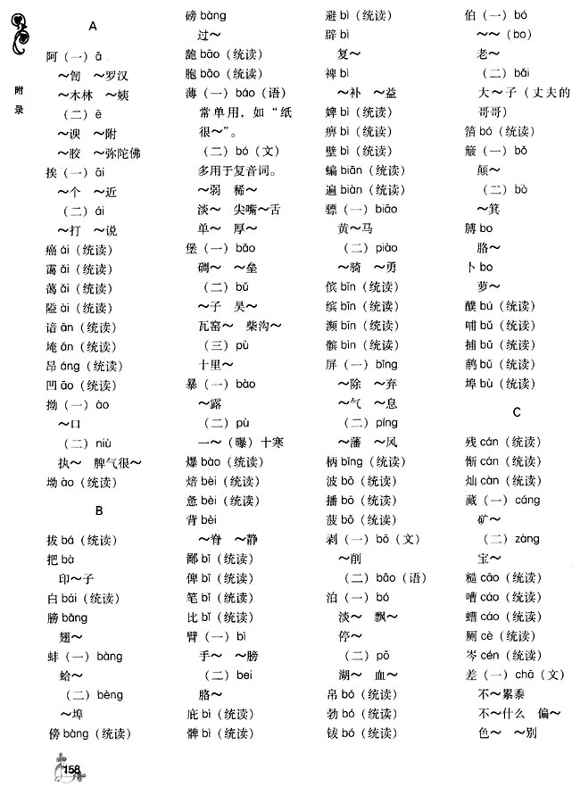 普通话异读词审音表(第158页)